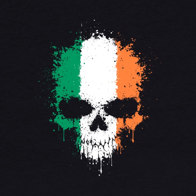 Chaotic Irish Flag Splatter Skull by jeffbartels